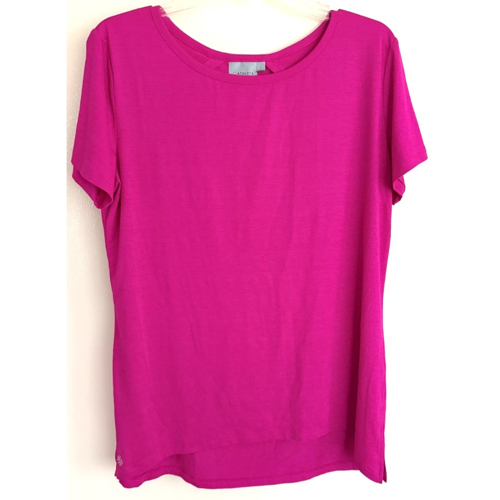 Athleta Shirt Womens‎ Large Pink Open Back Cutout Short Sleeve Lightweight Top